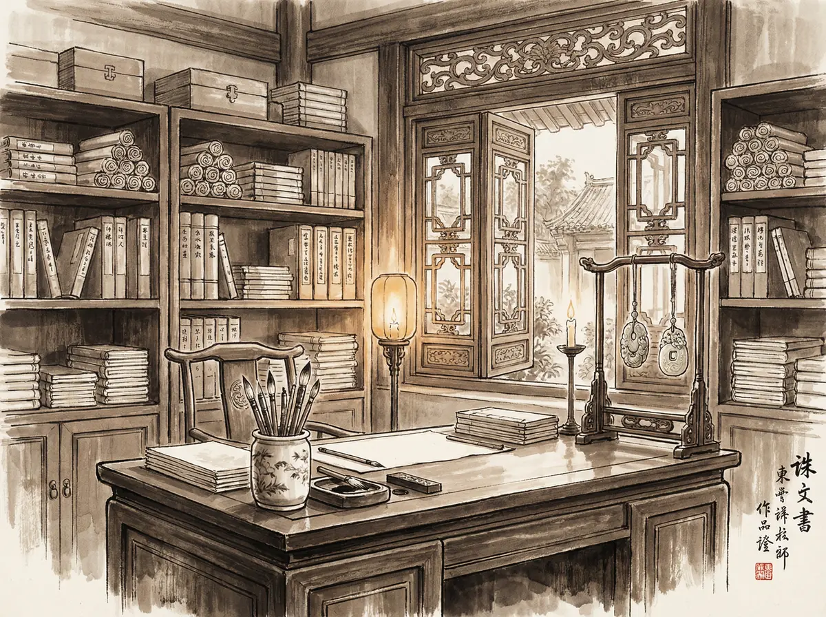 云顶国际APP下载页面水墨风格书房场景