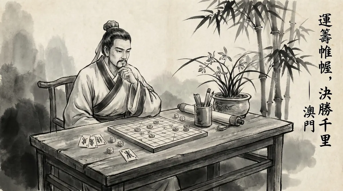 云顶国际澳门赌博文化水墨画