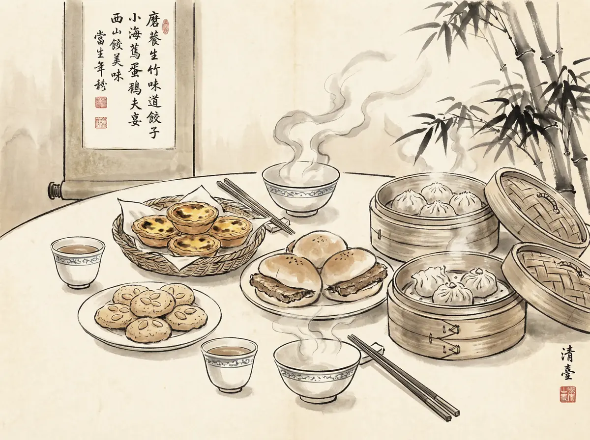 云顶国际推荐澳门传统美食水墨画风格