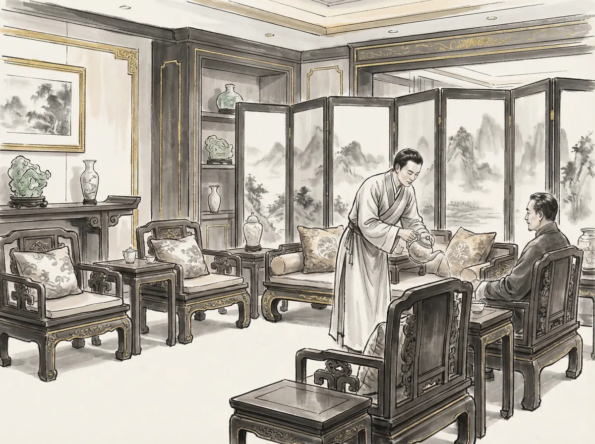 云顶国际VIP贵宾厅水墨画展示奢华博弈空间